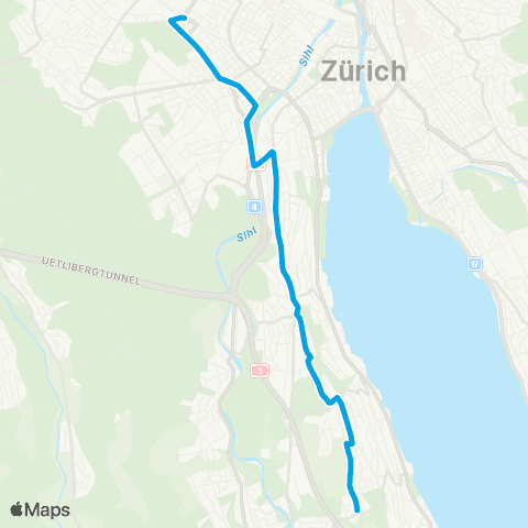 VBZ - Verkehrsbetriebe Zürich Kilchberg ZH, Kirche - Zürich, Morgental map