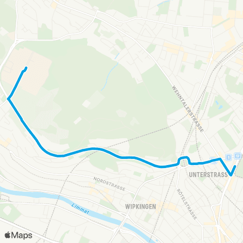VBZ - Verkehrsbetriebe Zürich Zürich, Milchbuck - Zürich, ETH Hönggerberg map
