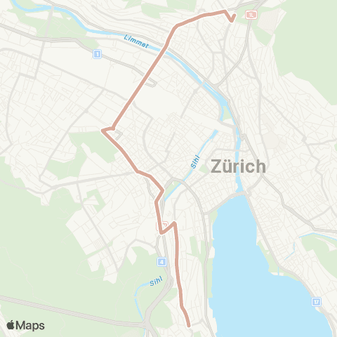 VBZ - Verkehrsbetriebe Zürich Zürich, Morgental - Zürich, Milchbuck map