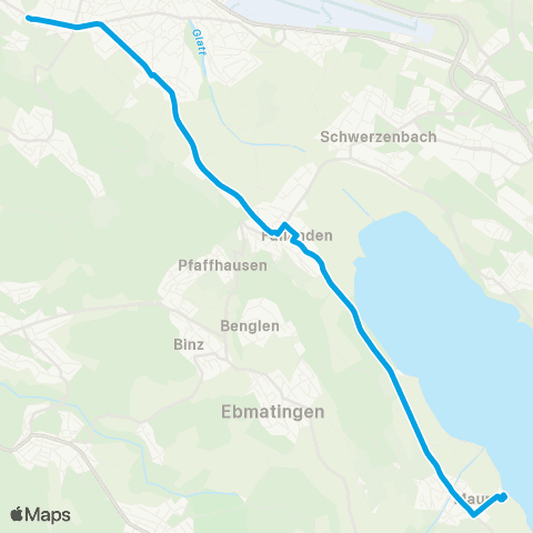 VBZ - Verkehrsbetriebe Zürich Stettbach, Bahnhof - Maur, See map