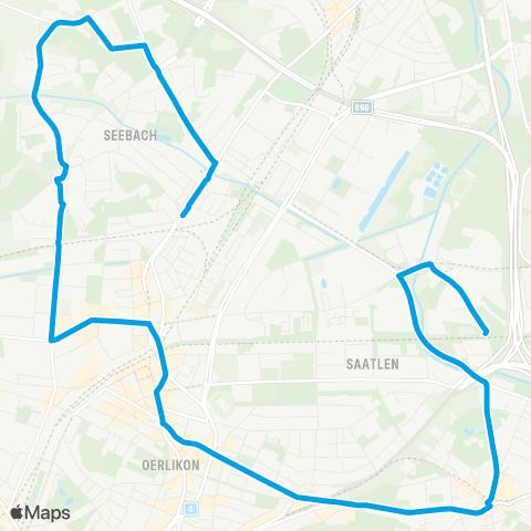 VBZ - Verkehrsbetriebe Zürich Zürich, Seebacherplatz - Zürich, Schwamendingerplatz map