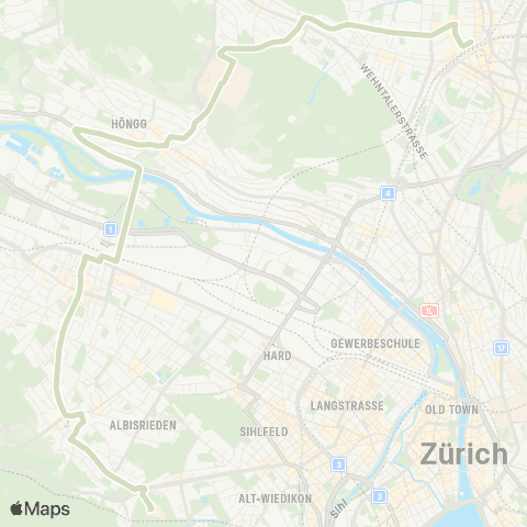 VBZ - Verkehrsbetriebe Zürich Zürich Oerlikon, Bahnhof Nord - Zürich, Triemlispital map