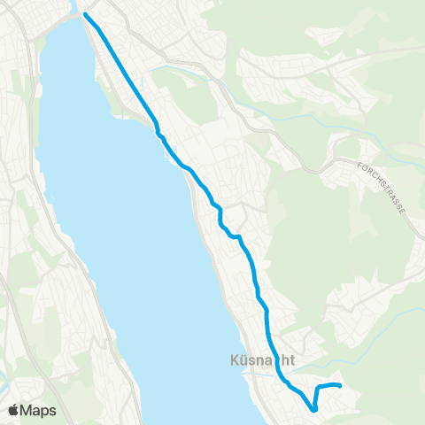 VBZ - Verkehrsbetriebe Zürich Küsnacht ZH, Allmend - Zürich, Bellevue map