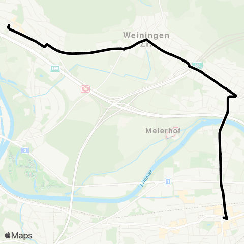 VBZ - Verkehrsbetriebe Zürich Schlieren, Zentrum/Bahnhof - Geroldswil, Zentrum map