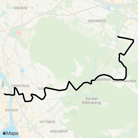 VBZ - Verkehrsbetriebe Zürich Stettbach, Bahnhof - Zürich, Bahnhofplatz/HB map