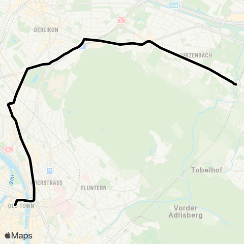 VBZ - Verkehrsbetriebe Zürich Zürich, Bahnhofstrasse/HB - Stettbach, Bahnhof map