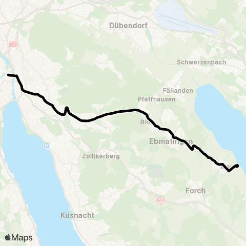 VBZ - Verkehrsbetriebe Zürich Zürich, Bahnhofplatz/HB - Maur, See map