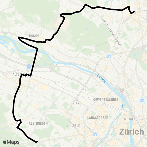 VBZ - Verkehrsbetriebe Zürich Zürich Oerlikon, Bahnhof Nord - Zürich, Triemli map