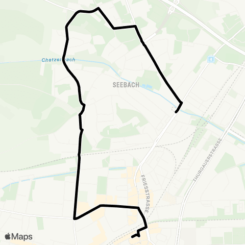 VBZ - Verkehrsbetriebe Zürich Zürich, Seebach - Zürich Oerlikon, Bahnhof map