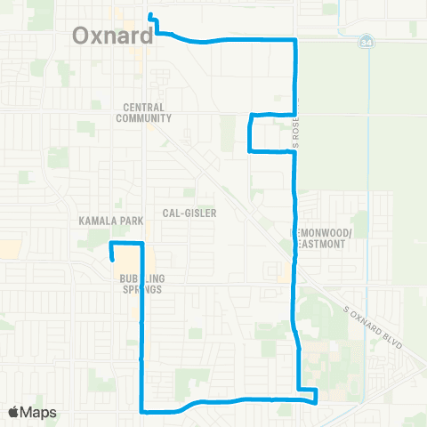 Gold Coast Transit OTC - Oxnard College - Centerpoint Mall map
