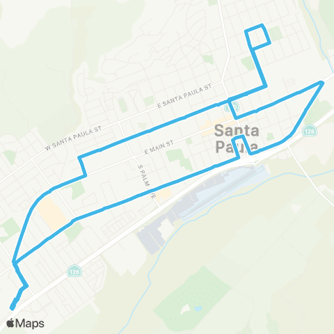 Valley Express Santa Paula A Route (Las Piedras Park) map