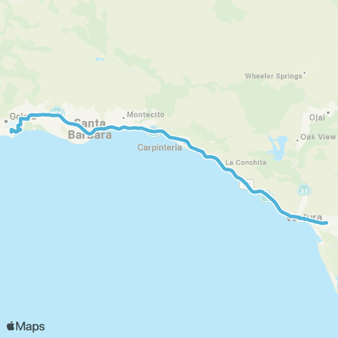 VCTC Coastal Express map