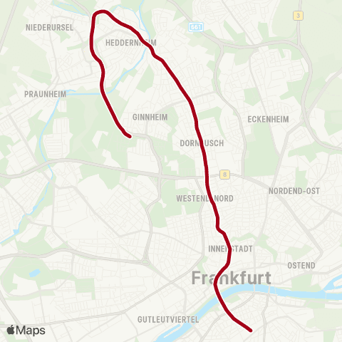 VGF Ginnheim Mitte - Süd map