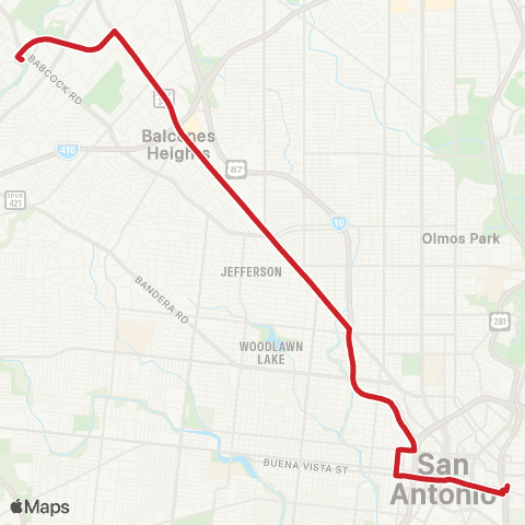 VIA Metropolitan Transit Primo Fredericksburg Road map