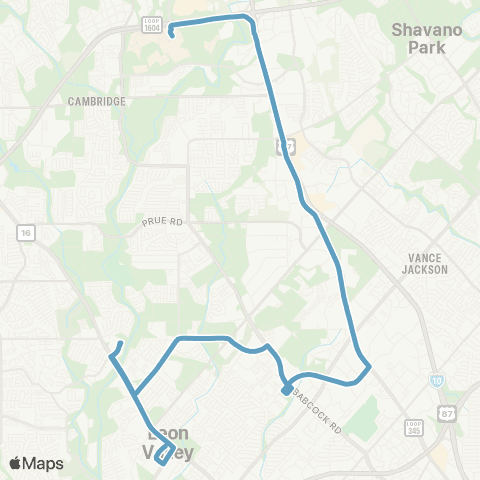 VIA Metropolitan Transit UTSA / Leon Valley map