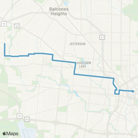 VIA Metropolitan Transit Poplar / Woodlawn 89-90 Lineup map