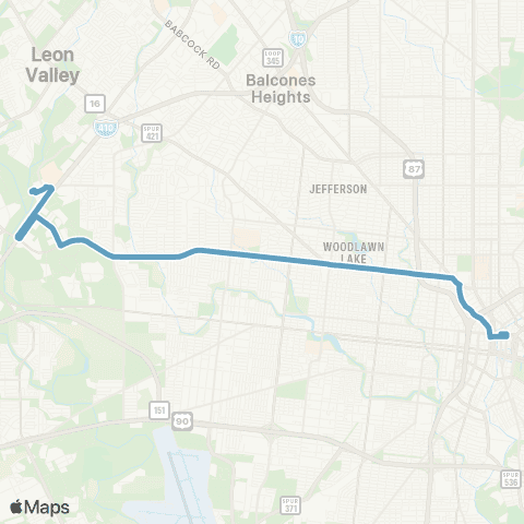 VIA Metropolitan Transit Culebra 82 Lineup map