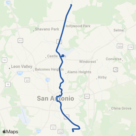 VIA Metropolitan Transit US 281 Stone Oak / Brooks map