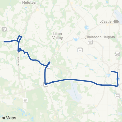 VIA Metropolitan Transit US 90 Alamo Ranch map
