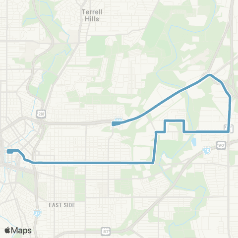 VIA Metropolitan Transit Hays / E Houston 22-24 Lineup map
