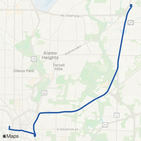VIA Metropolitan Transit IH-35 map