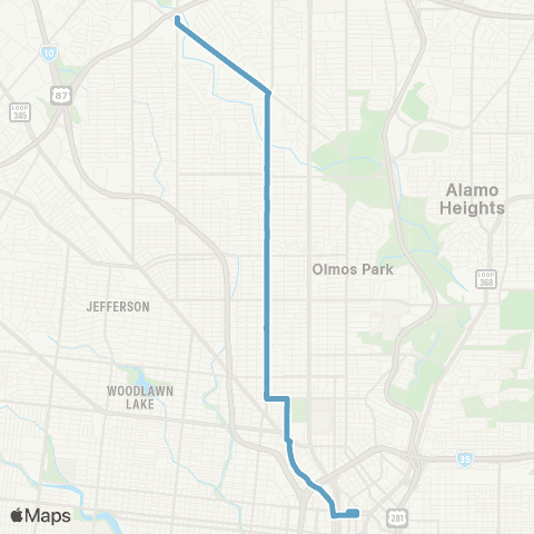 VIA Metropolitan Transit Blanco Road 2 Lineup map