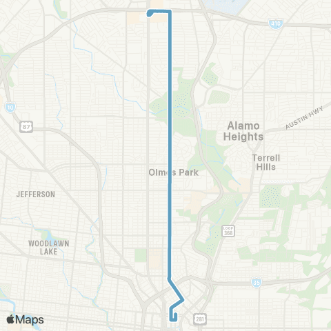 VIA Metropolitan Transit San Pedro / McCullough 4-5 Lineup map