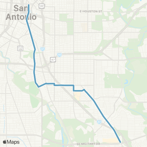 VIA Metropolitan Transit Steves / S St Marys 32-34 Lineup map