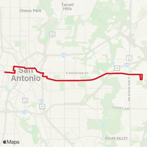 VIA Metropolitan Transit East Commerce map