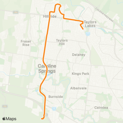 PTV - Public Transport Victoria Caroline Springs Sta - Watergardens Sta map