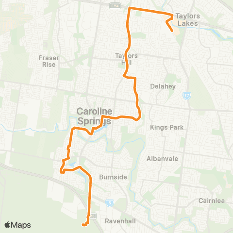 PTV - Public Transport Victoria Caroline Springs Sta - Watergardens Sta map
