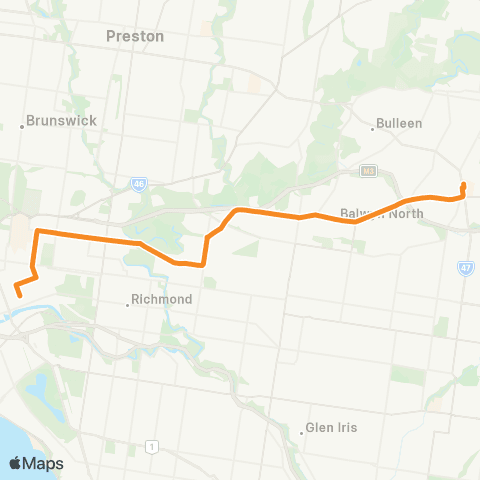 PTV - Public Transport Victoria Doncaster SC - City (Queen St) map