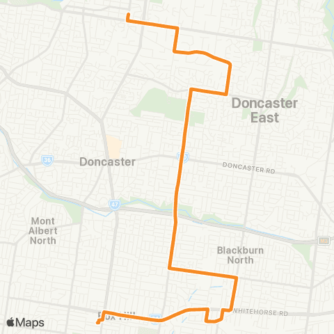 PTV - Public Transport Victoria Doncaster SC / Templestowe - Box Hill Sta map