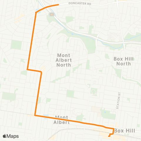 PTV - Public Transport Victoria Doncaster Park & Ride - Box Hill Station map