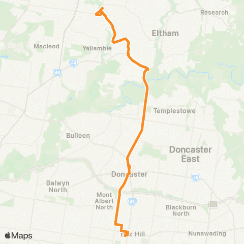 PTV - Public Transport Victoria Greensborough - Box Hill Station map