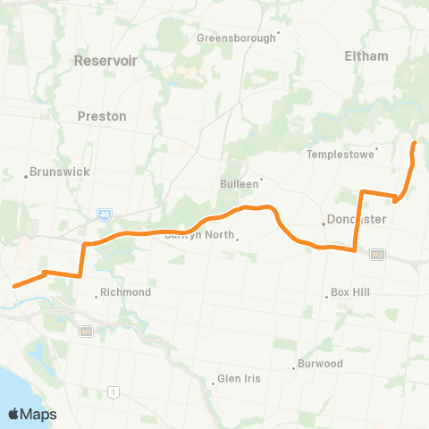 PTV - Public Transport Victoria Deep Creek - City (King / Lonsdale Sts) map