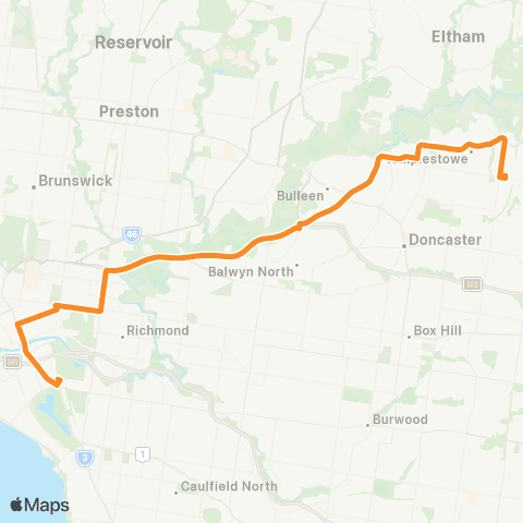 PTV - Public Transport Victoria The Pines SC - City (King / Lonsdale Sts) map