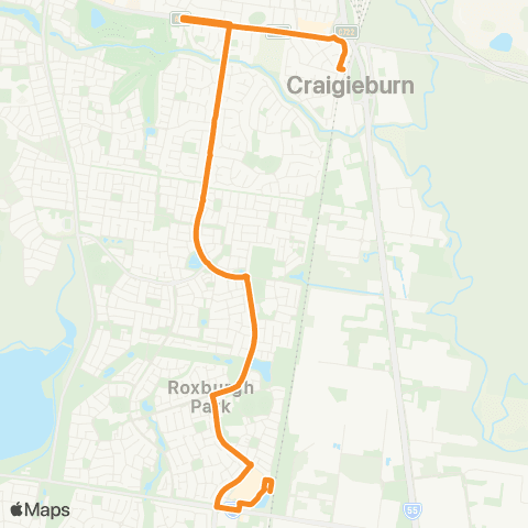 PTV - Public Transport Victoria Roxburgh Park Sta - Craigieburn Sta map