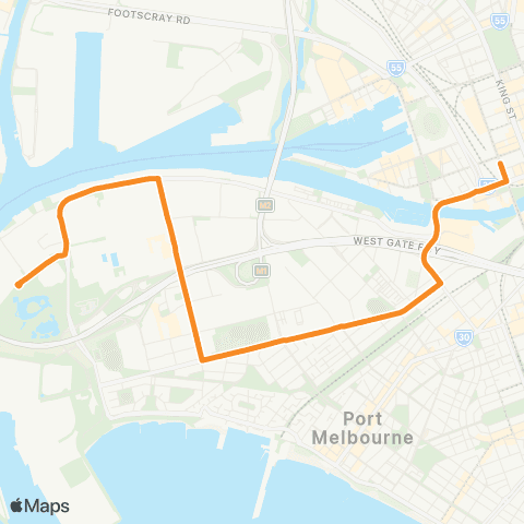 PTV - Public Transport Victoria Fishermans Bend - City (Southern Cross Sta) map