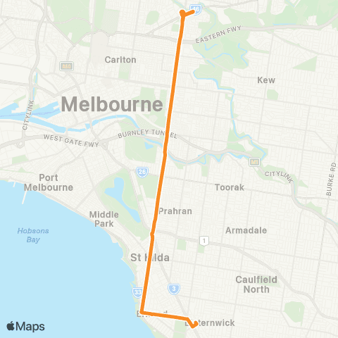 PTV - Public Transport Victoria Elsternwick - Clifton Hill map