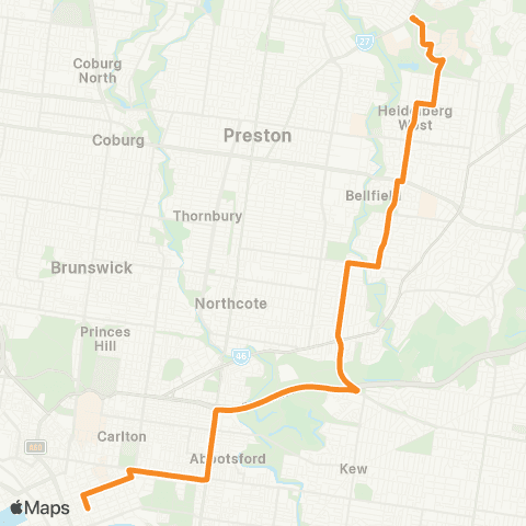PTV - Public Transport Victoria La Trobe University - City (Queen St) map