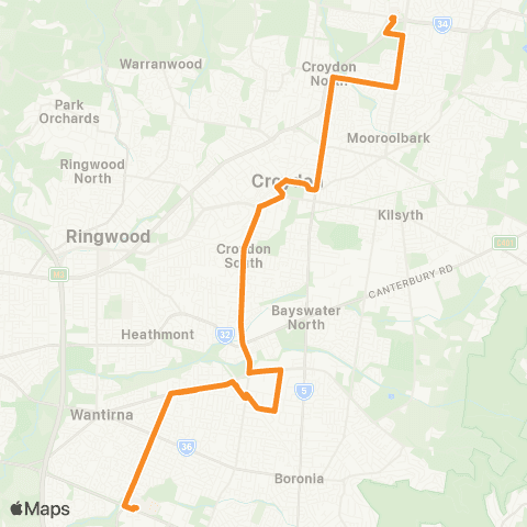 PTV - Public Transport Victoria Chirnside Park SC - Knox City SC map