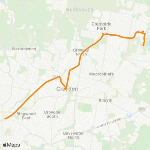 PTV - Public Transport Victoria Lilydale - Ringwood map