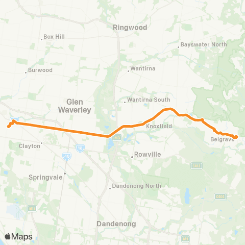 PTV - Public Transport Victoria Belgrave - Oakleigh map