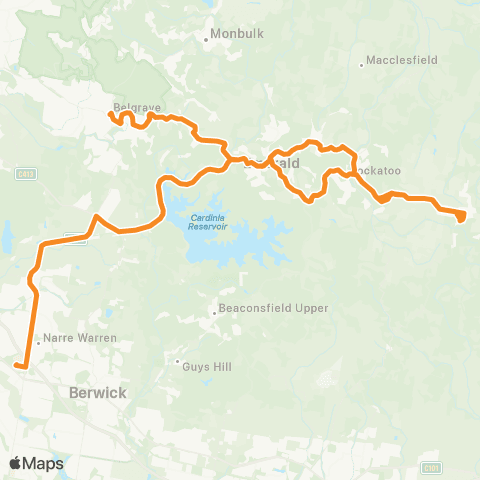 PTV - Public Transport Victoria Gembrook - Belgrave map