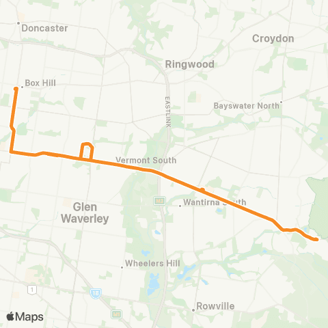 PTV - Public Transport Victoria Upper Ferntree Gully - Box Hill Station map