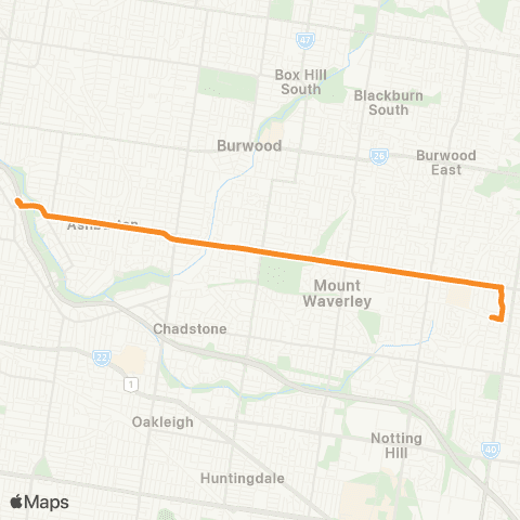 PTV - Public Transport Victoria Glen Waverley - Glen Iris map