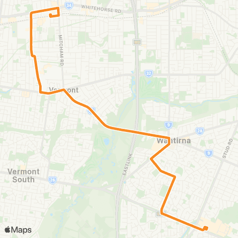 PTV - Public Transport Victoria Knox City - Mitcham map
