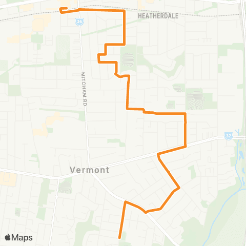 PTV - Public Transport Victoria Vermont East - Mitcham map