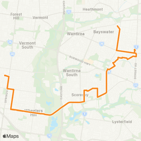 PTV - Public Transport Victoria Bayswater - Glen Waverley map